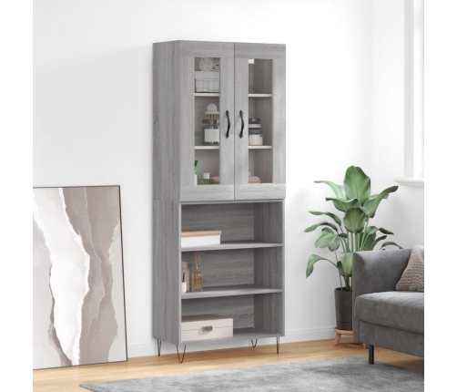 Aparador alto madera contrachapada gris sonoma 69,5x34x180 cm