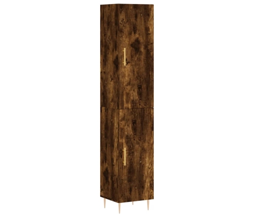 Aparador de madera contrachapada roble ahumado 34,5x34x180 cm