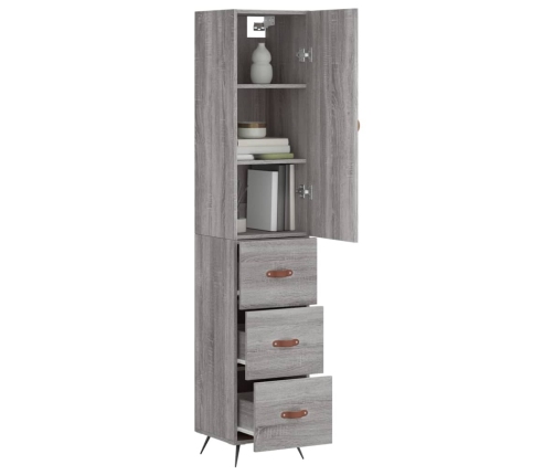 Aparador alto madera contrachapada gris Sonoma 34,5x34x180 cm