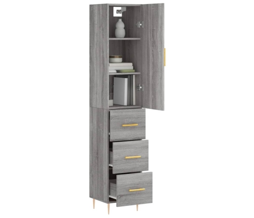 Aparador alto madera contrachapada gris Sonoma 34,5x34x180 cm