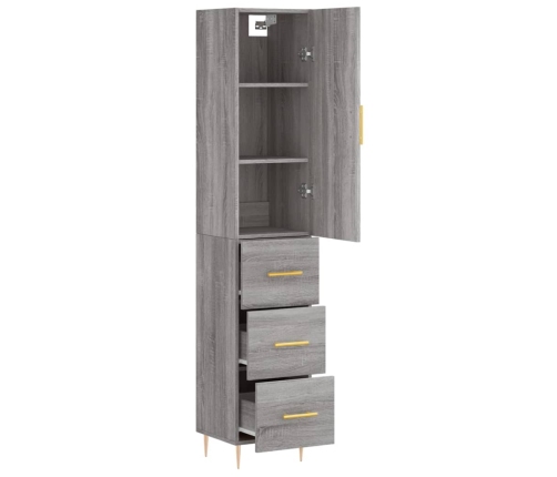 Aparador alto madera contrachapada gris Sonoma 34,5x34x180 cm