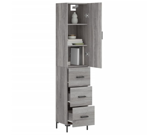 Aparador alto madera contrachapada gris Sonoma 34,5x34x180 cm