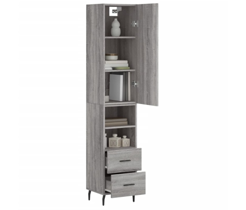 Aparador alto madera contrachapada gris Sonoma 34,5x34x180 cm