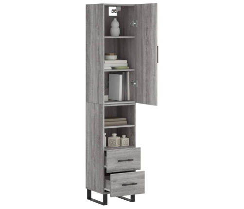 Aparador alto madera contrachapada gris Sonoma 34,5x34x180 cm