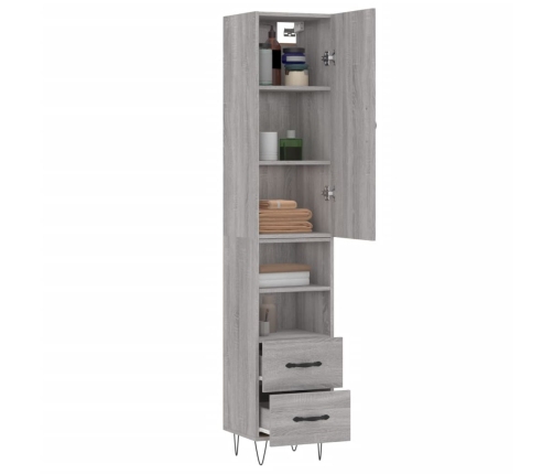 Aparador alto madera contrachapada gris Sonoma 34,5x34x180 cm