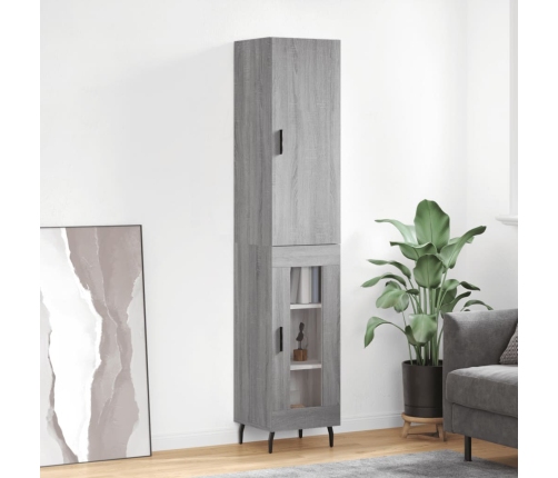 Aparador alto madera contrachapada gris Sonoma 34,5x34x180 cm