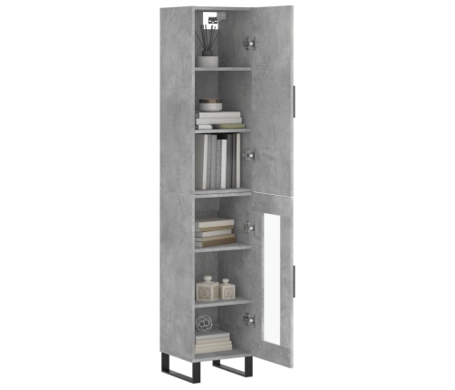 Aparador de madera contrachapada gris hormigón 34,5x34x180 cm