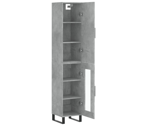 Aparador de madera contrachapada gris hormigón 34,5x34x180 cm