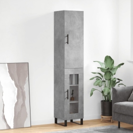 Aparador de madera contrachapada gris hormigón 34,5x34x180 cm