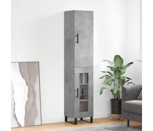Aparador de madera contrachapada gris hormigón 34,5x34x180 cm