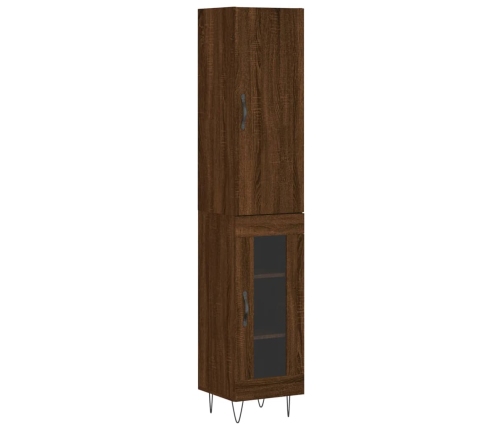 Aparador alto madera contrachapada roble marrón 34,5x34x180 cm