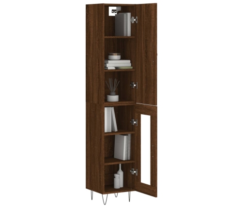Aparador alto madera contrachapada roble marrón 34,5x34x180 cm