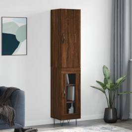 Aparador alto madera contrachapada roble marrón 34,5x34x180 cm