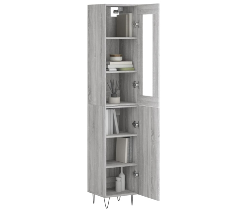 Aparador alto madera contrachapada gris Sonoma 34,5x34x180 cm