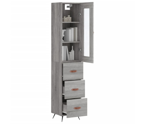 Aparador alto madera contrachapada gris Sonoma 34,5x34x180 cm