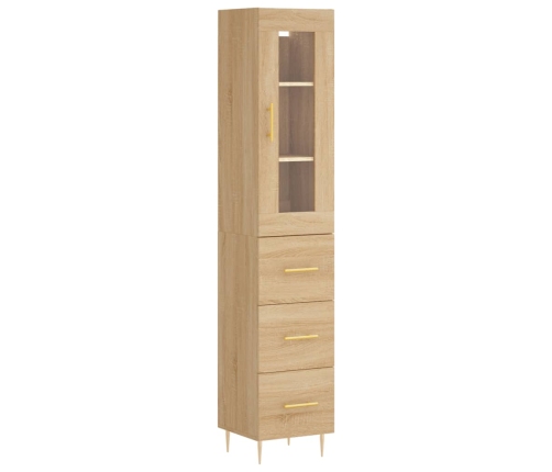 Aparador de madera contrachapada roble Sonoma 34,5x34x180 cm