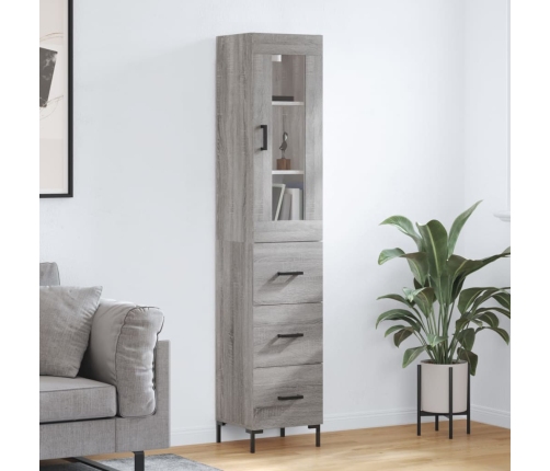 Aparador alto madera contrachapada gris Sonoma 34,5x34x180 cm