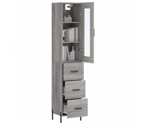 Aparador alto madera contrachapada gris Sonoma 34,5x34x180 cm