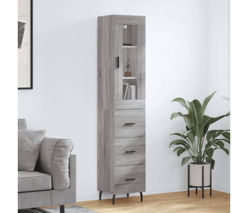 Aparador alto madera contrachapada gris Sonoma 34,5x34x180 cm