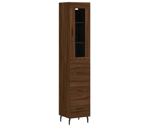 Aparador alto madera contrachapada roble marrón 34,5x34x180 cm