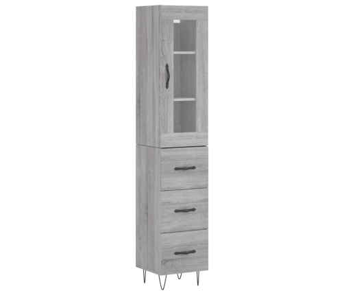 Aparador alto madera contrachapada gris Sonoma 34,5x34x180 cm