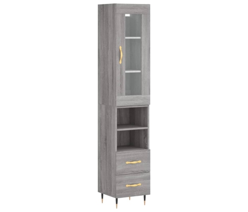 Aparador alto madera contrachapada gris Sonoma 34,5x34x180 cm