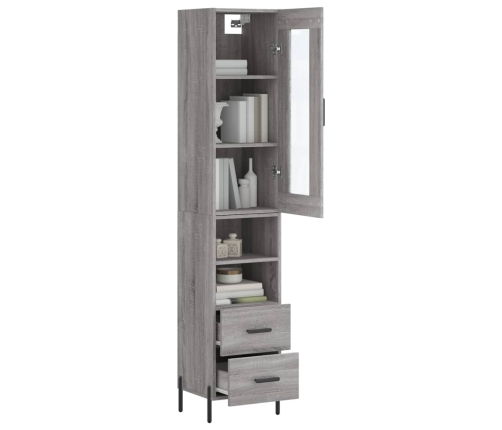 Aparador alto madera contrachapada gris Sonoma 34,5x34x180 cm