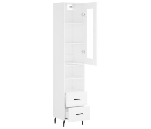 Aparador alto madera contrachapada blanco 34,5x34x180 cm