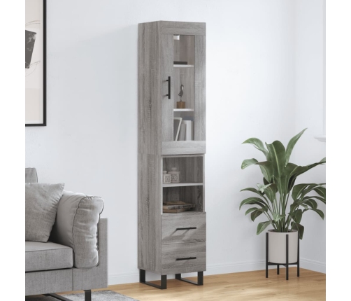 Aparador alto madera contrachapada gris Sonoma 34,5x34x180 cm