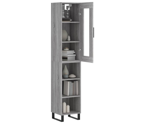 Aparador alto madera contrachapada gris Sonoma 34,5x34x180 cm