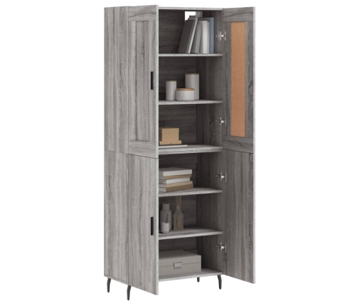 Aparador alto madera contrachapada gris sonoma 69,5x34x180 cm