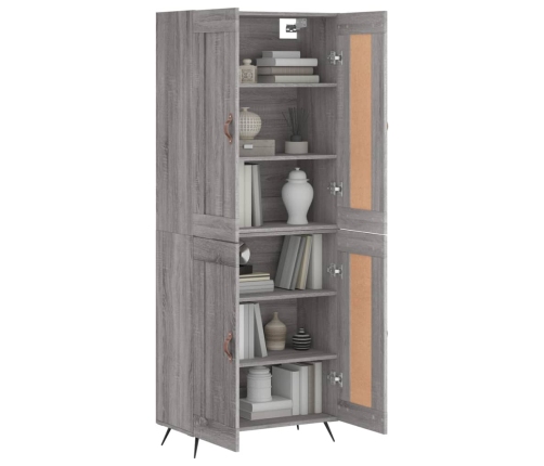 Aparador alto madera contrachapada gris sonoma 69,5x34x180 cm