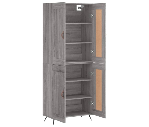 Aparador alto madera contrachapada gris sonoma 69,5x34x180 cm