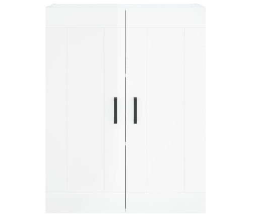 Aparador alto madera contrachapada blanco brillo 69,5x34x180 cm