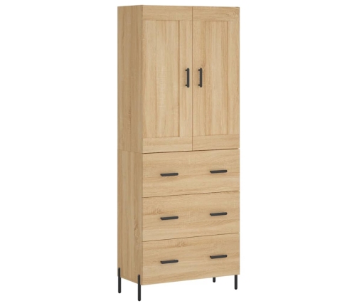 Aparador alto madera contrachapada color roble 69,5x34x180 cm