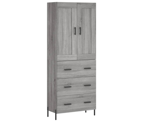 Aparador alto madera contrachapada gris sonoma 69,5x34x180 cm