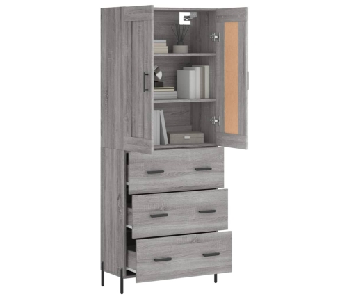 Aparador alto madera contrachapada gris sonoma 69,5x34x180 cm