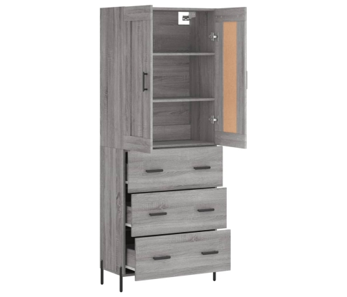 Aparador alto madera contrachapada gris sonoma 69,5x34x180 cm