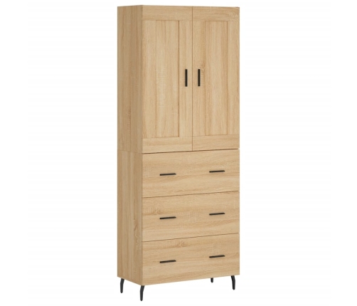 Aparador alto madera contrachapada color roble 69,5x34x180 cm