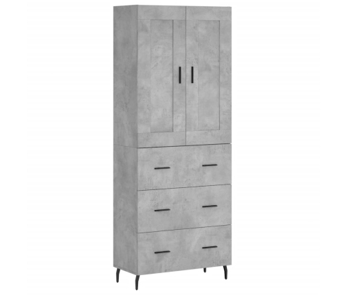 Aparador alto madera contrachapada gris hormigón 69,5x34x180 cm