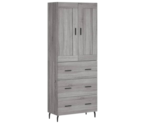 Aparador alto madera contrachapada gris sonoma 69,5x34x180 cm