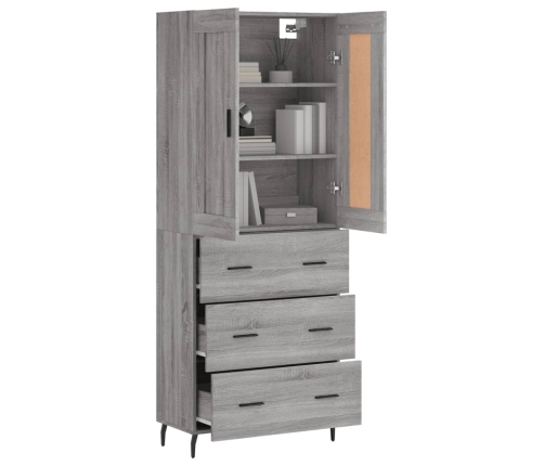 Aparador alto madera contrachapada gris sonoma 69,5x34x180 cm