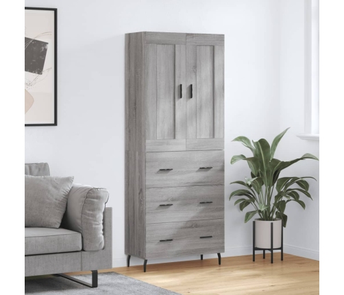 Aparador alto madera contrachapada gris sonoma 69,5x34x180 cm