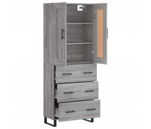 Aparador alto madera contrachapada gris sonoma 69,5x34x180 cm