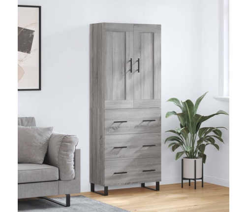 Aparador alto madera contrachapada gris sonoma 69,5x34x180 cm