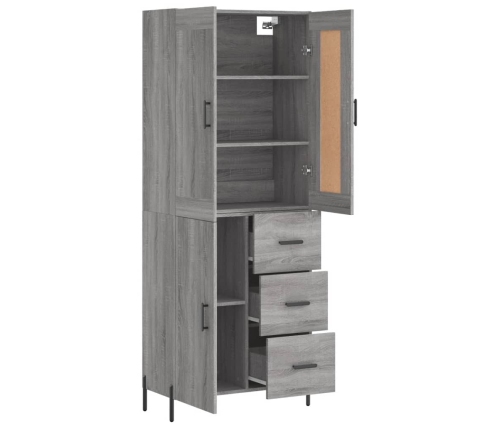 Aparador alto madera contrachapada gris sonoma 69,5x34x180 cm