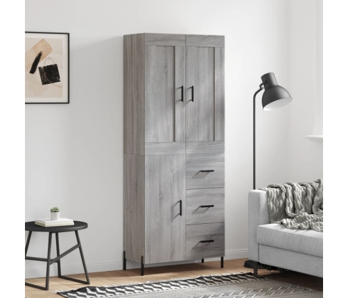 Aparador alto madera contrachapada gris sonoma 69,5x34x180 cm