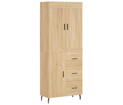 Aparador alto madera contrachapada color roble 69,5x34x180 cm