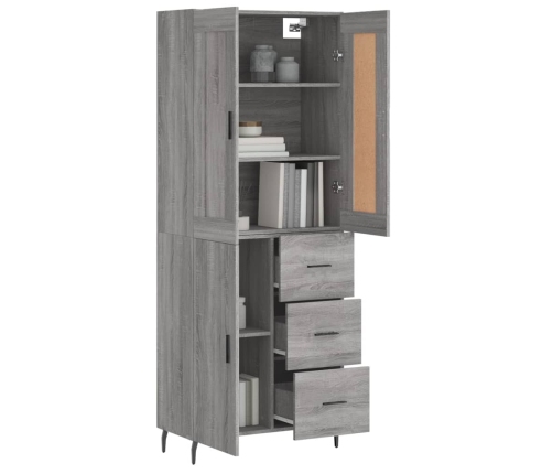 Aparador alto madera contrachapada gris sonoma 69,5x34x180 cm