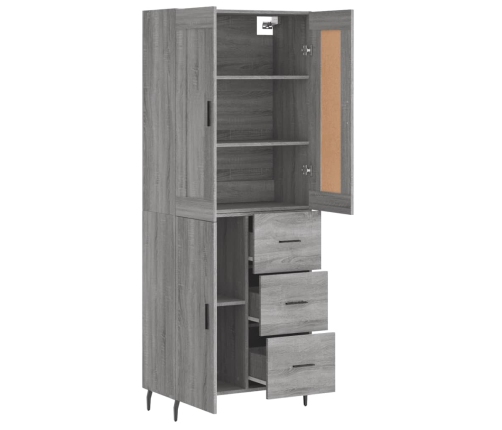 Aparador alto madera contrachapada gris sonoma 69,5x34x180 cm